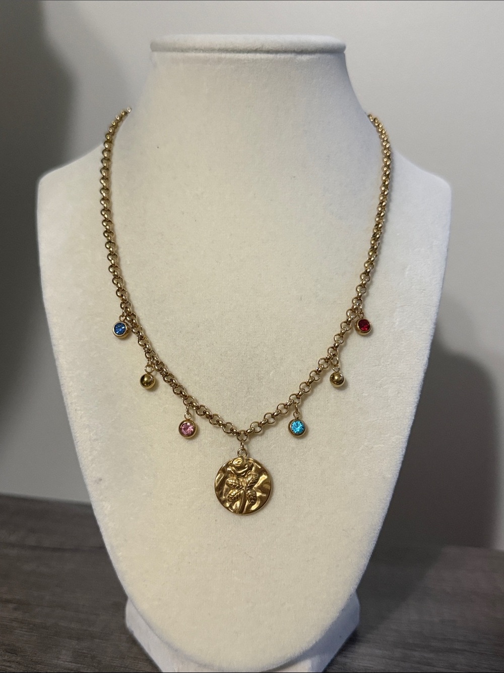 GP SS Multi Color Charm Necklace w/ Flower